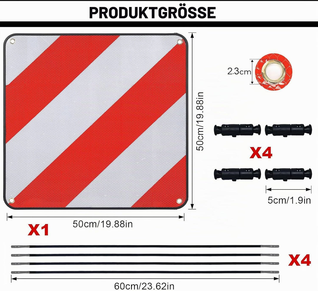WISCRAFTER Warntafel für Spanien und Portugal Fahrradträger,3 In 1 Alu Reflektierend Warnschild(50 x