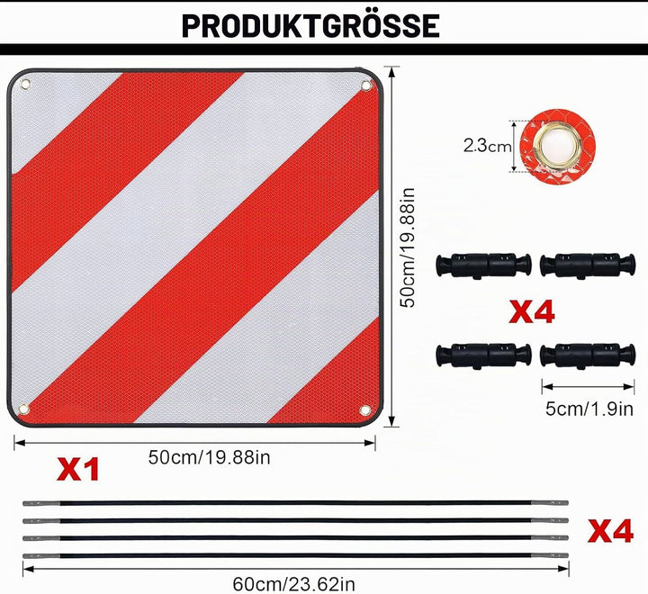 WISCRAFTER Warntafel für Spanien und Portugal Fahrradträger,3 In 1 Alu Reflektierend Warnschild(50 x