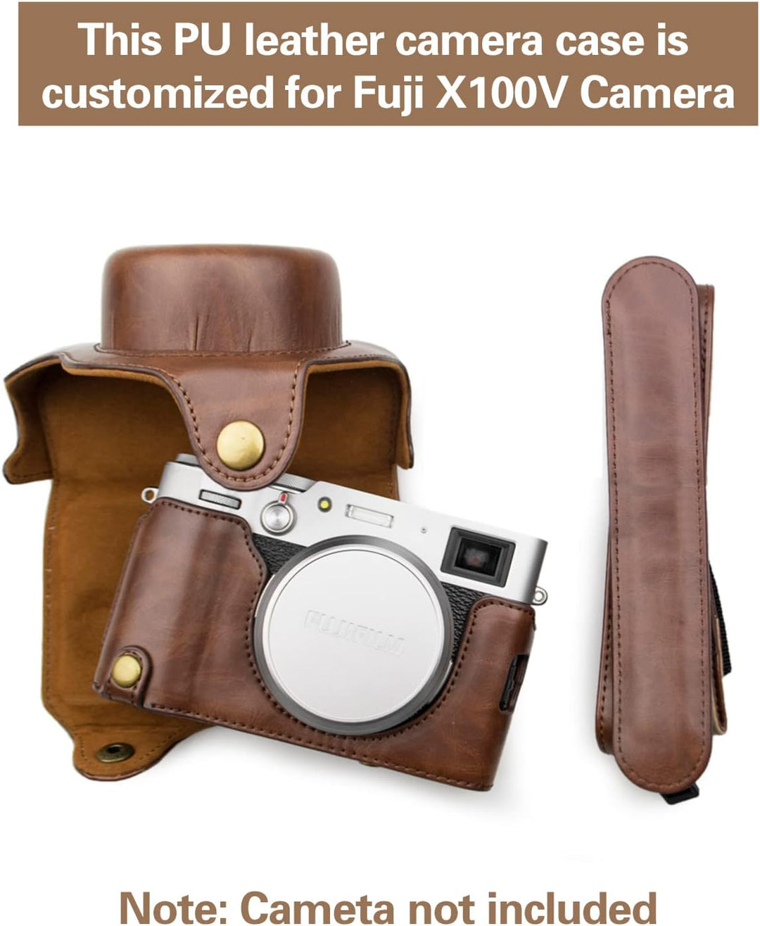 MUZIRI KINOKOO Fuji X100V Tasche aus PU-Leder für Fujifilm X100V Kamera Schutzhülle - Abnehmbares De