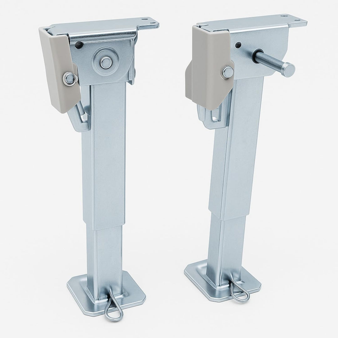 Preiswert &amp; Gut 2 STK Stützen höhenverstellbar klappbar, Stahl verzinkt 290-460 mm | Kurbelstütze Se