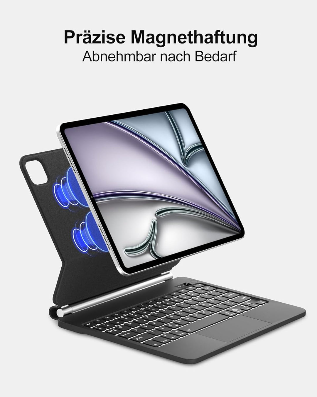 Magic Keyboard Case für iPad Air 11" (2026 M4) - Deutsch QWERTZ mit 7-Farben Beleuchtung und Touchpa