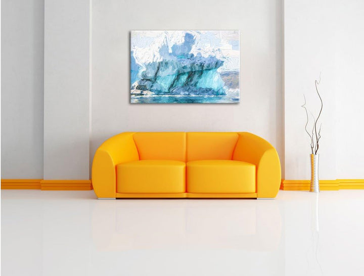 Pixxprint gigantischer Eisberg Kunst/Format: 100x70cm / Leinwandbild fertig bespannt Wandbild Kunstd