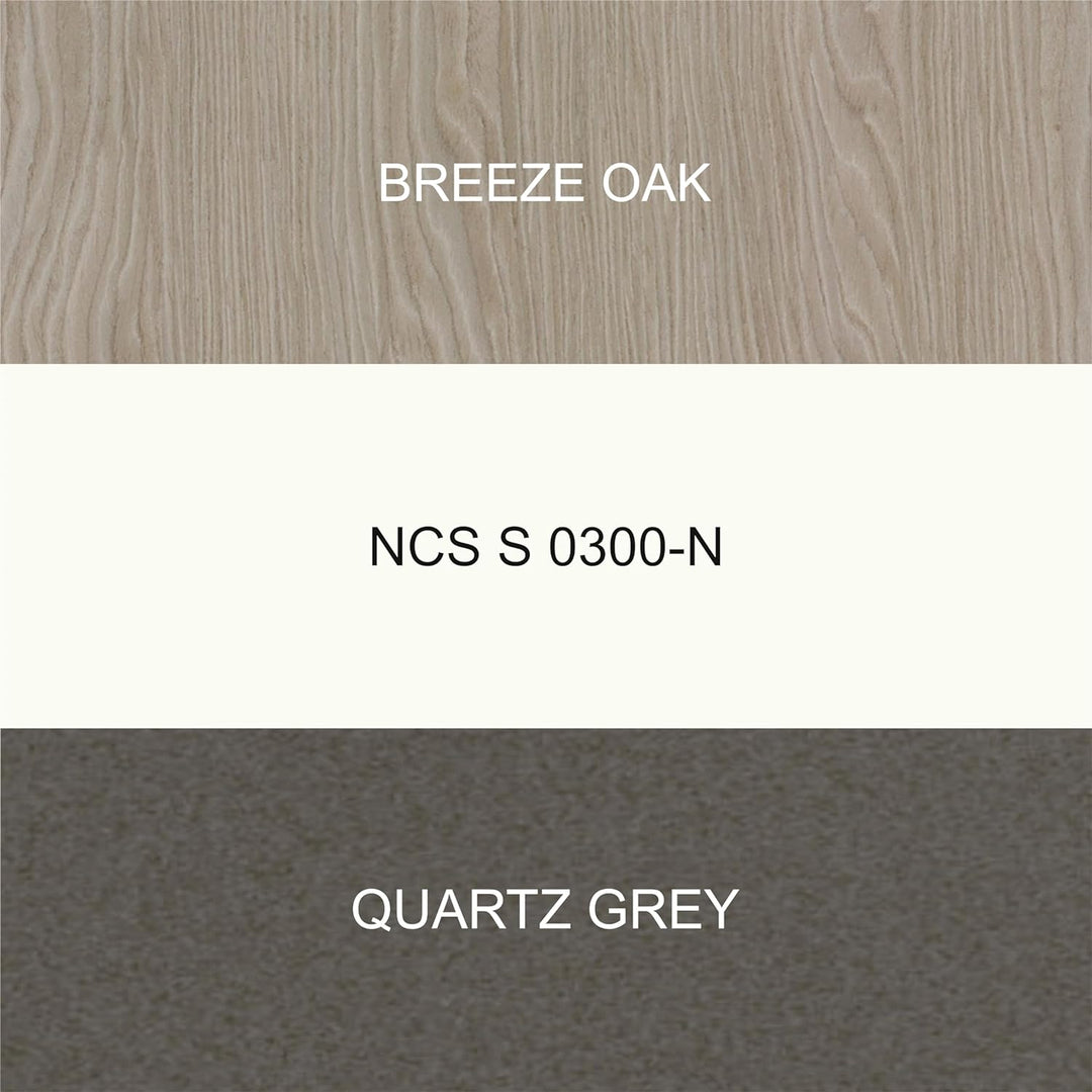 CalleaDesign Russell Wanduhr Weiss Quarzgrau Breeze Oak Elegantes Originelles Hochwertig 45 cm Moder