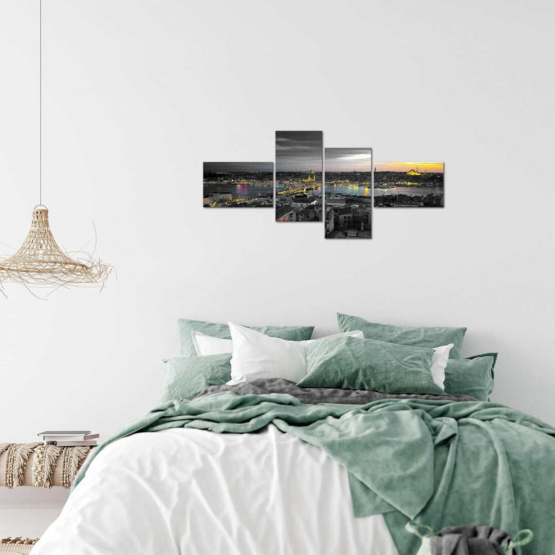 Runa Art Bild Modern Istanbul Türkei - Made in Germany - Wandbilder Stadt Skyline Schwarz 4 Teilig 6
