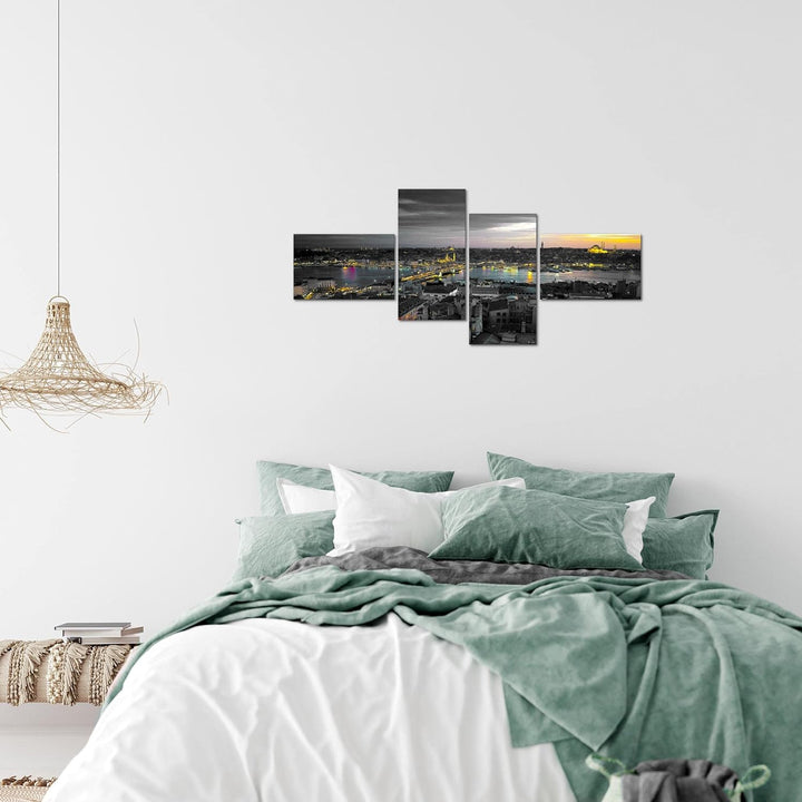 Runa Art Bild Modern Istanbul Türkei - Made in Germany - Wandbilder Stadt Skyline Schwarz 4 Teilig 6