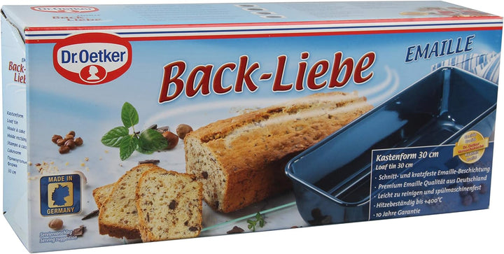 Dr. Oetker Kastenform 30 cm Back-Liebe Emaille &amp; Kuchenlöser, einfaches und schnelles Lösen, für ant