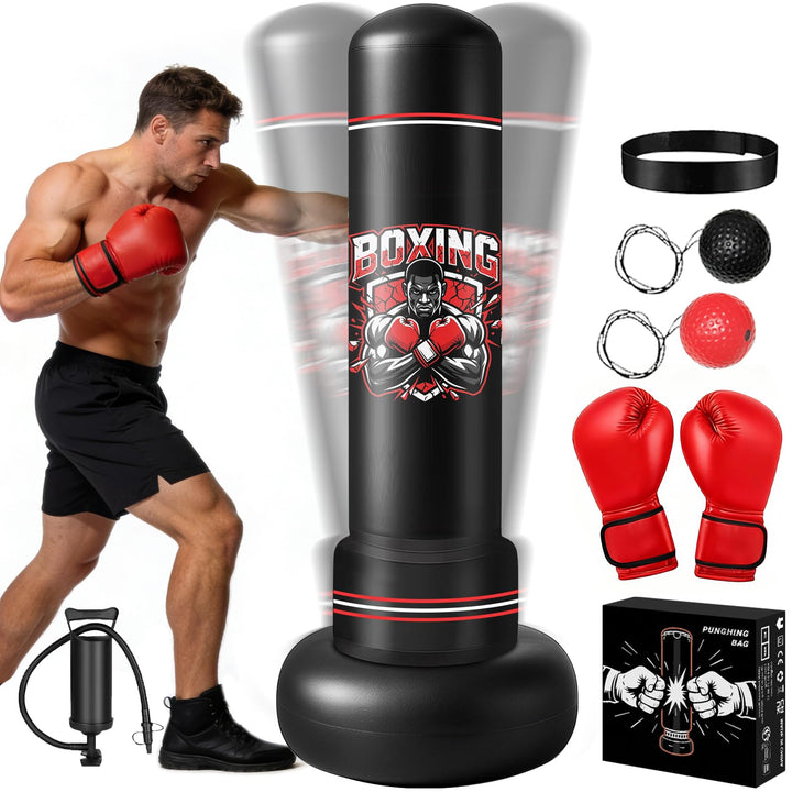 Ninonly Boxsack Stehend Erwachsene 190cm mit Handschuhen und Pumpe | Schwerer Punching Bag Boxsack,