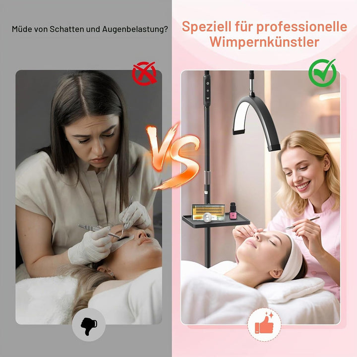 LED Halbmond Wimpern Lampe: Faltbar Wimpernverlängerung Lampe mit 5 Dimmbaren Farben &amp; Drehbar 360°