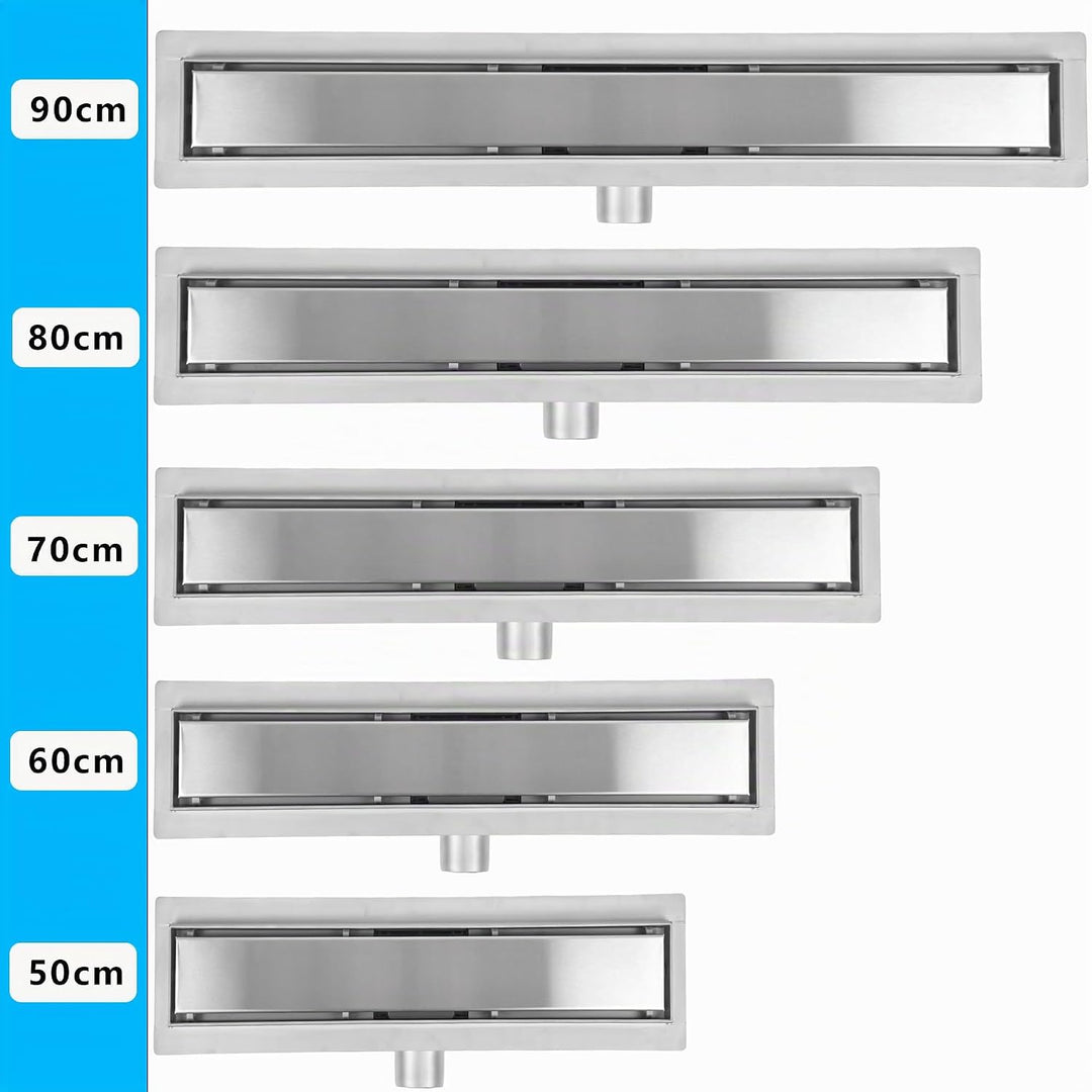Duschrinne 80 cm, Befliesbare Edelstahl Extra Flach Duschablauf, Bodenablauf Dusche Komplettset inkl