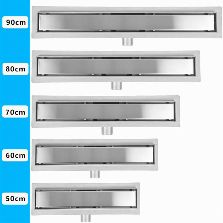 Duschrinne 80 cm, Befliesbare Edelstahl Extra Flach Duschablauf, Bodenablauf Dusche Komplettset inkl
