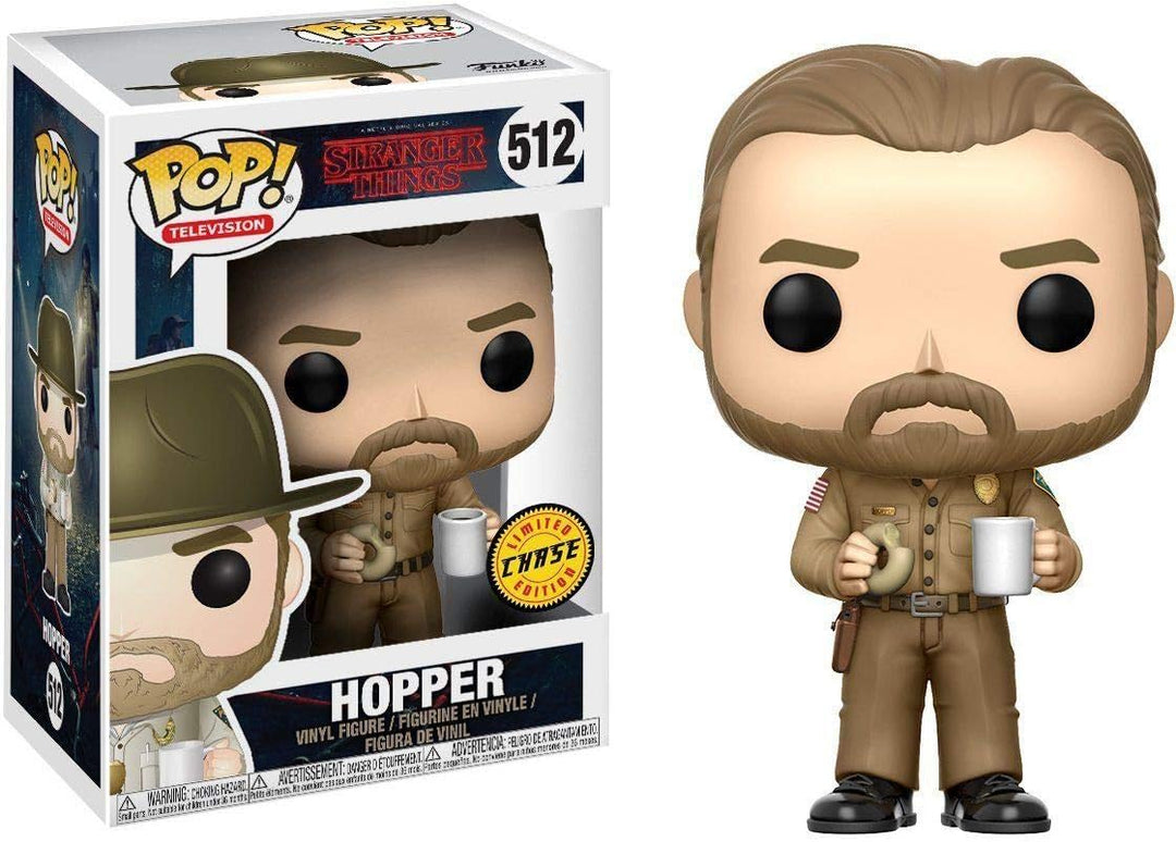 funko Hopper w/Donut (Chase Edition): Stranger Things x POP! TV Vinyl Figure & 1 PET Plastic Graphic
