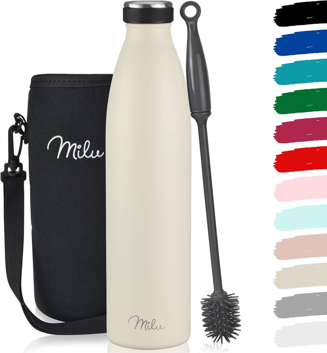 Milu Edelstahl Trinkflasche 350ml 500ml 750ml 1L 1,5L Thermosflasche Isolierte Wasserflasche Auslauf