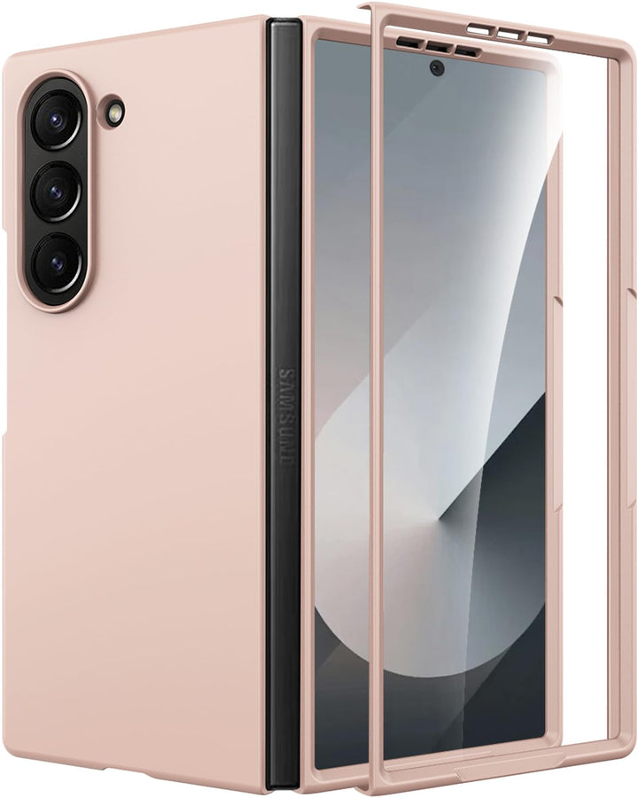 Miimall Handy Hülle für Samsung Z Fold 7 Slim Case mit Schutzglas, Induktives Laden Kompatibel, Mili
