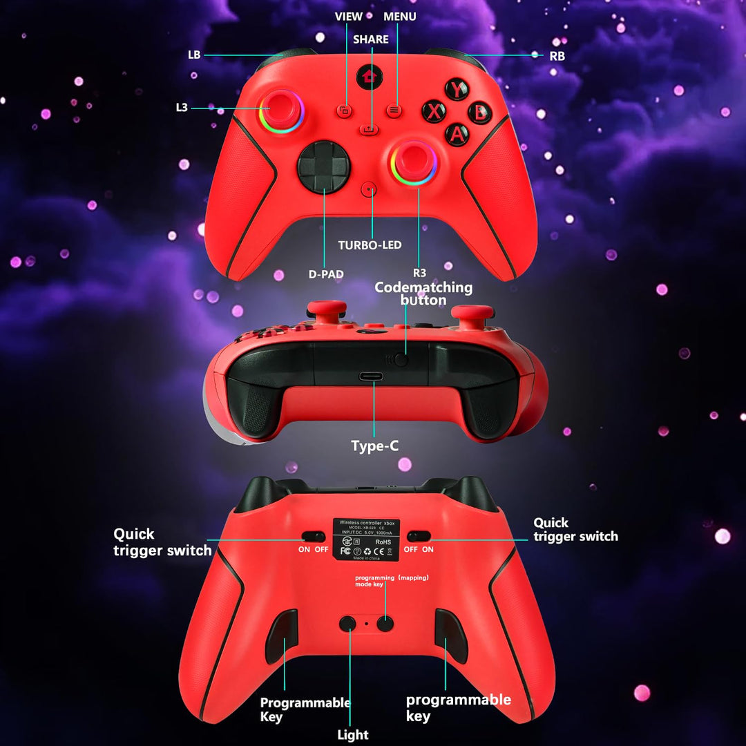 Lampelc Xbox One Controller, Xbox Wireless Controller für Xbox Series X&S/Xbox One/Elite/Windows 7/8