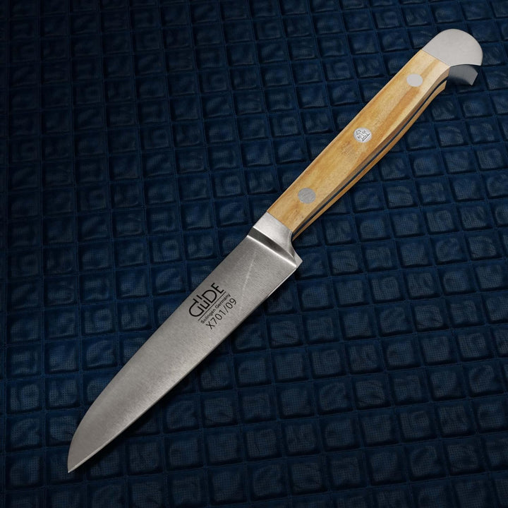 GÜDE Solingen - Gemüsemesser geschmiedet, 9 cm, Olivenholz, ALPHA OLIVE, Doppelkropf, Handmade Germa