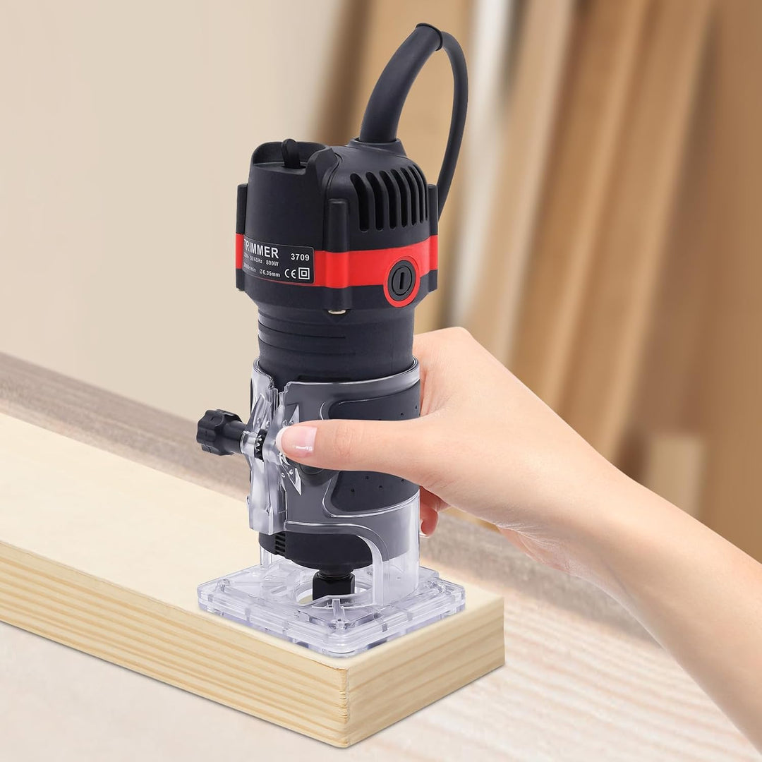 MINRS Oberfräse 800W Holzfräse Elektrische, Oberfräse Trimmer Einhandfräse 6,35mm Durchmesser Kanten
