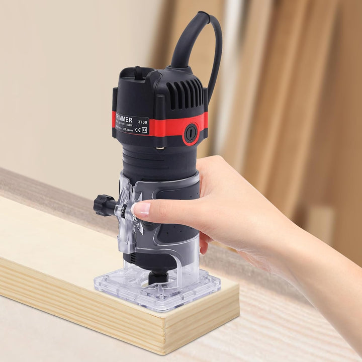 MINRS Oberfräse 800W Holzfräse Elektrische, Oberfräse Trimmer Einhandfräse 6,35mm Durchmesser Kanten