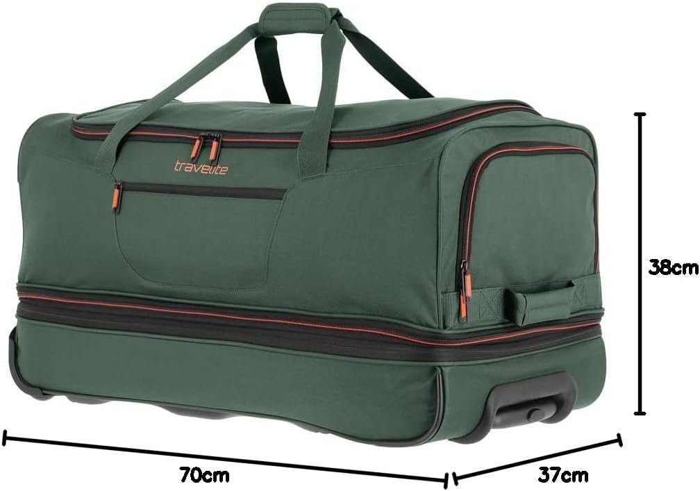 travelite 2-Rad Trolley Reisetasche Gr. L mit Dehnfalte, Gepäck Serie BASICS: Weichgepäck Reisetasch