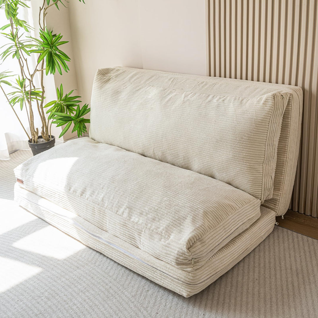 MAXYOYO Sitzsack-Bett, faltbar, Cordsamt, Schlafsofa, Bodenmatratze für Erwachsene, extra dick, 4-Fa