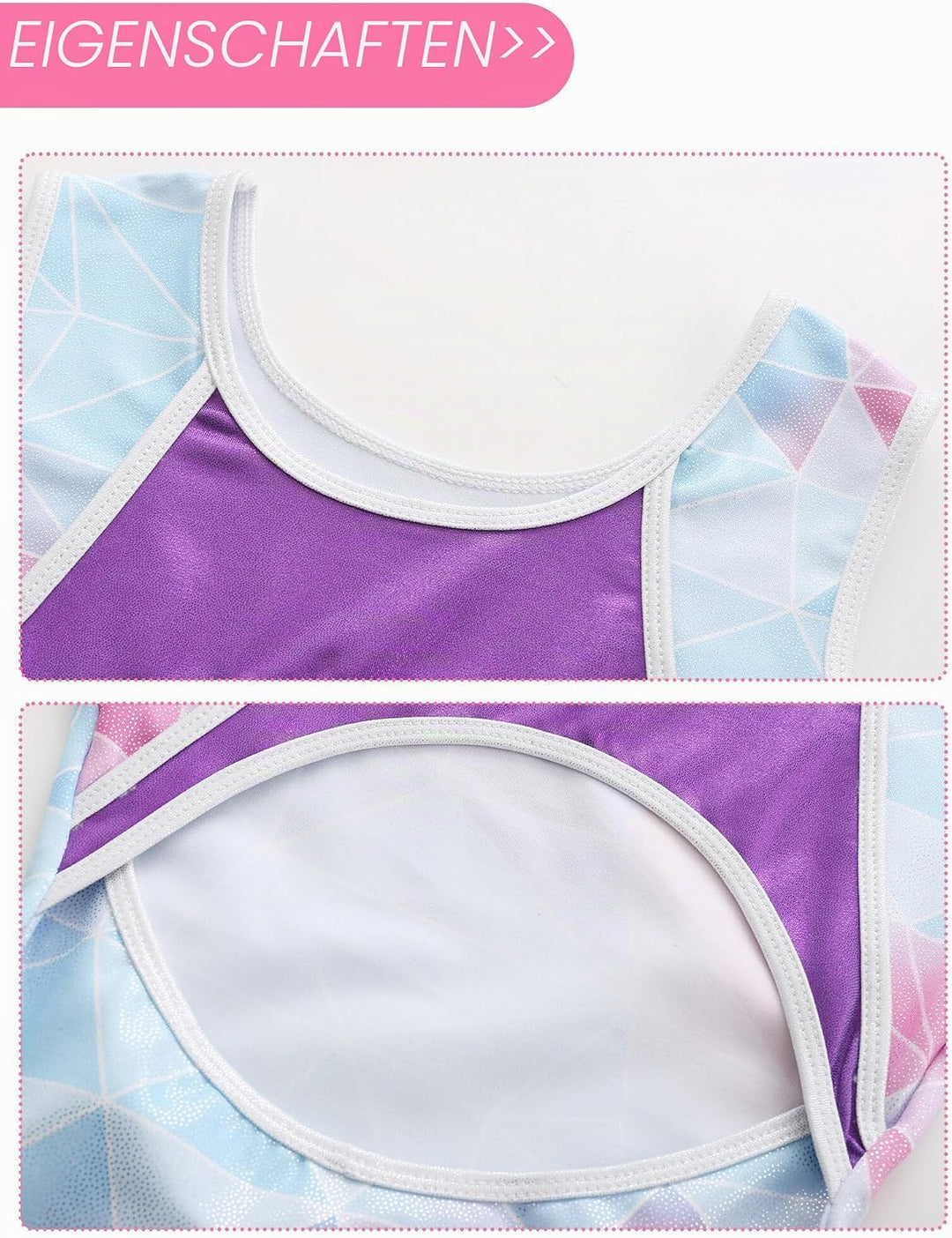 SEAUR Mädchen Turnanzug Turnshorts Haarband Set Kinder Turnen Trikot Shorts Gymnastik Ärmellos/Langa