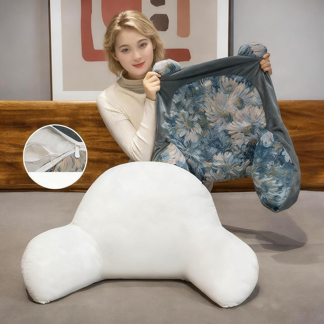 Rückenkissen für Bett und Sofa mit Armlehnen Ergonomisches Lesekissen Erwachsene Atmungsaktives Lese