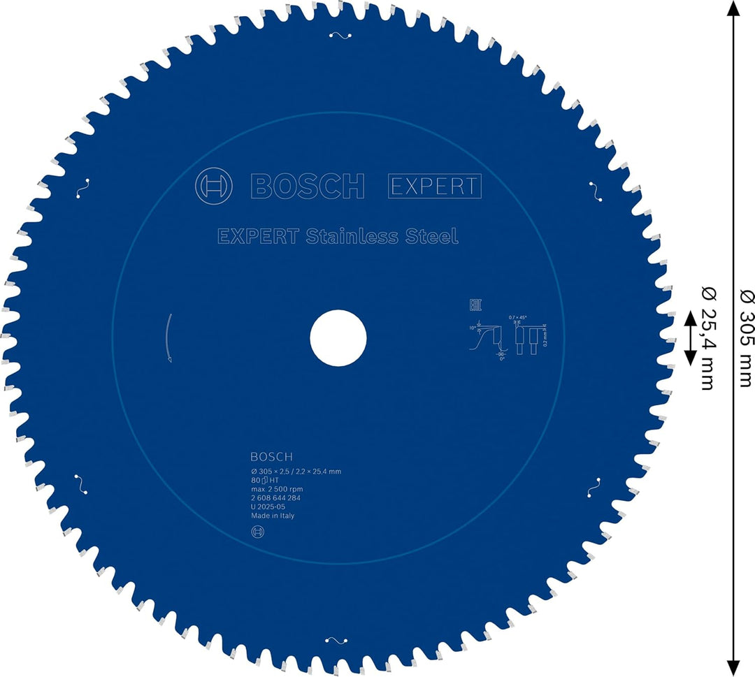 Bosch Accessories Kreissägeblatt Expert for Stainless Steel (Edelstahl, 305 x 25,4 x 2,5 mm, 80 Zähn