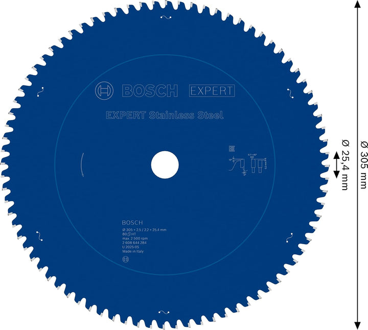 Bosch Accessories Kreissägeblatt Expert for Stainless Steel (Edelstahl, 305 x 25,4 x 2,5 mm, 80 Zähn