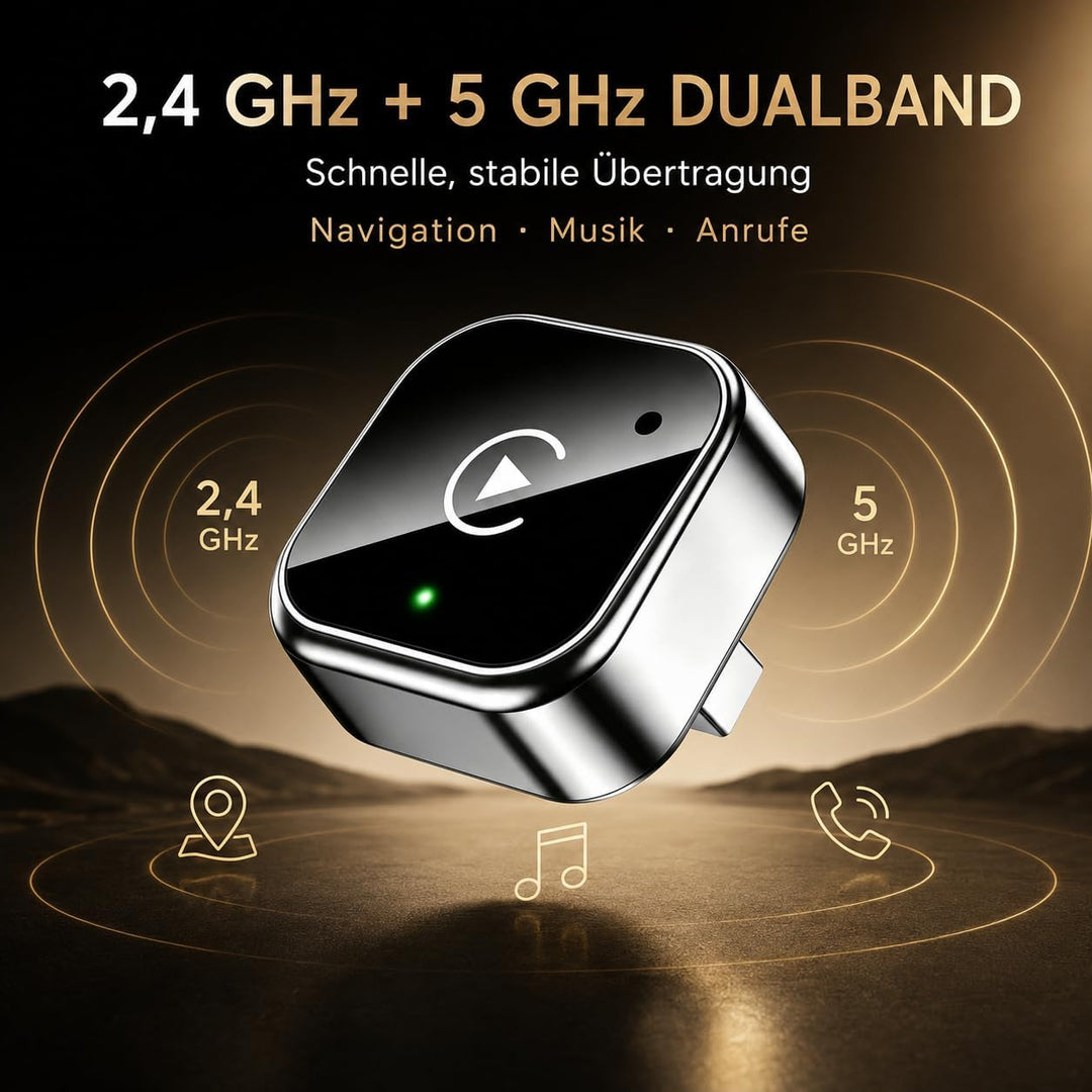 2in1 Wireless CarPlay Adapter für iPhone &amp; Android Auto, USB-C, Plug &amp; Play Schwarz, Schwarz