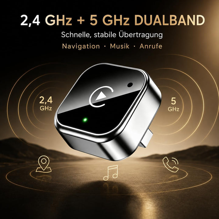 2in1 Wireless CarPlay Adapter für iPhone &amp; Android Auto, USB-C, Plug &amp; Play Schwarz, Schwarz
