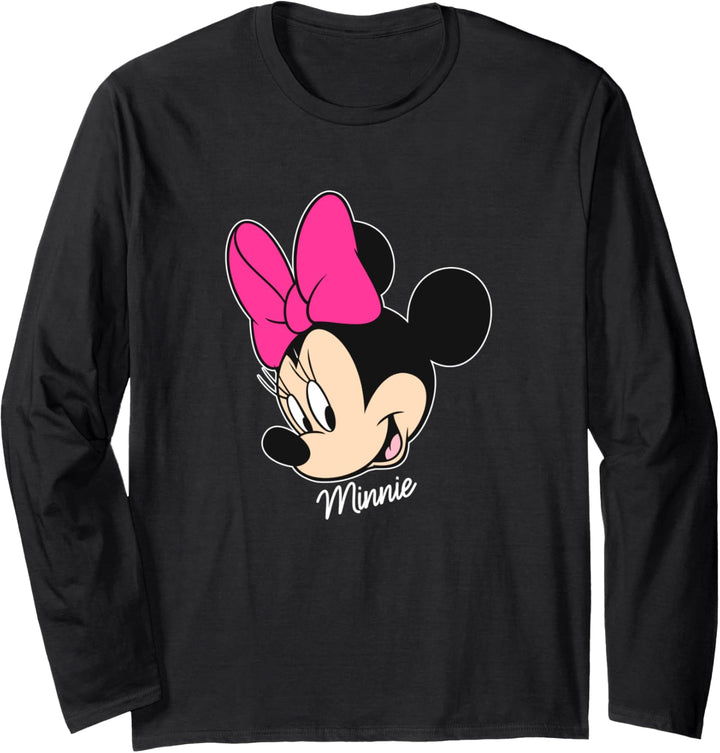 Disney Minnie Mouse Side Portrait Small Script Langarmshirt
