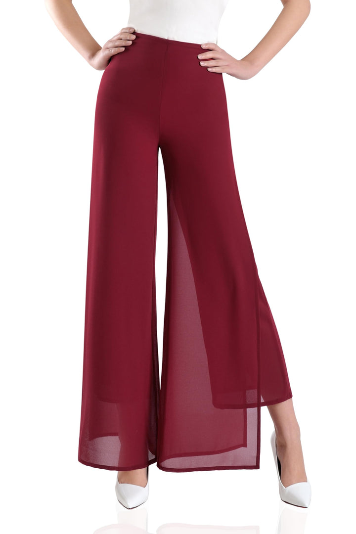 Putaowor Damen Leicht Chiffon hohe elastische Taille Fliessende Hose ausgestellt gerades Bein Frauen