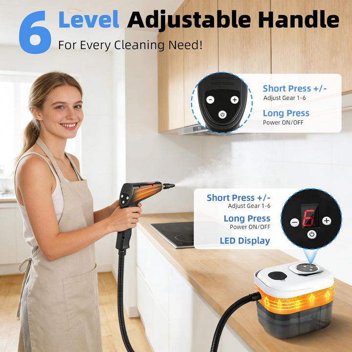 Steam Cleaner,6-Level Adjustable Handle, 15s Heat-Up,1.7L Tank, Portable Steam Cleaner Handheld,Car