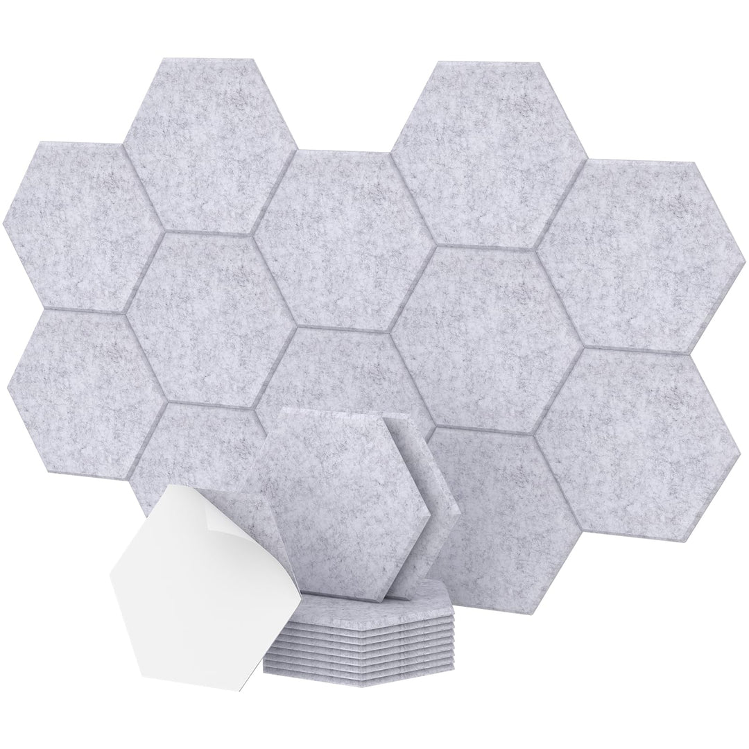 Hexagon Akustikplatten selbstklebend 12 Stücke, TONOR Schallabsorber Schallschutz mit Hochdichte Wan
