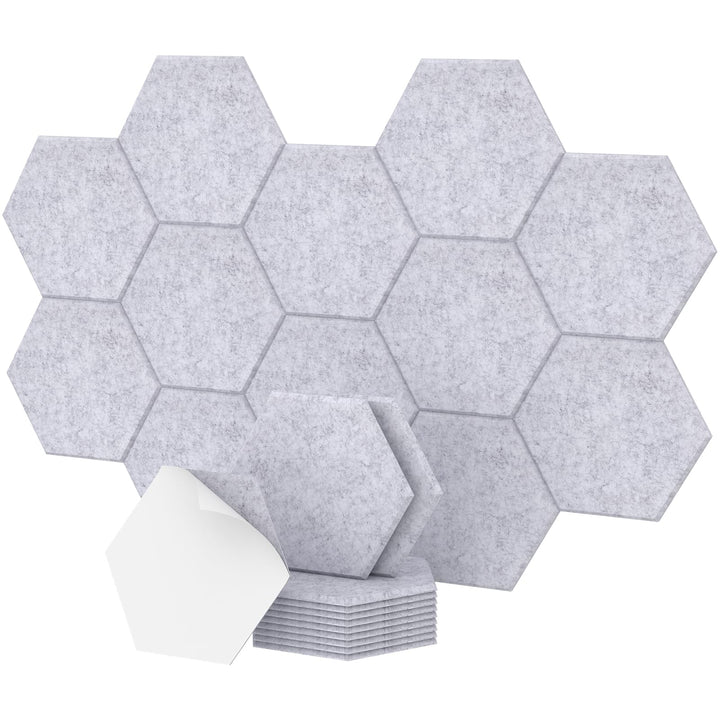 Hexagon Akustikplatten selbstklebend 12 Stücke, TONOR Schallabsorber Schallschutz mit Hochdichte Wan