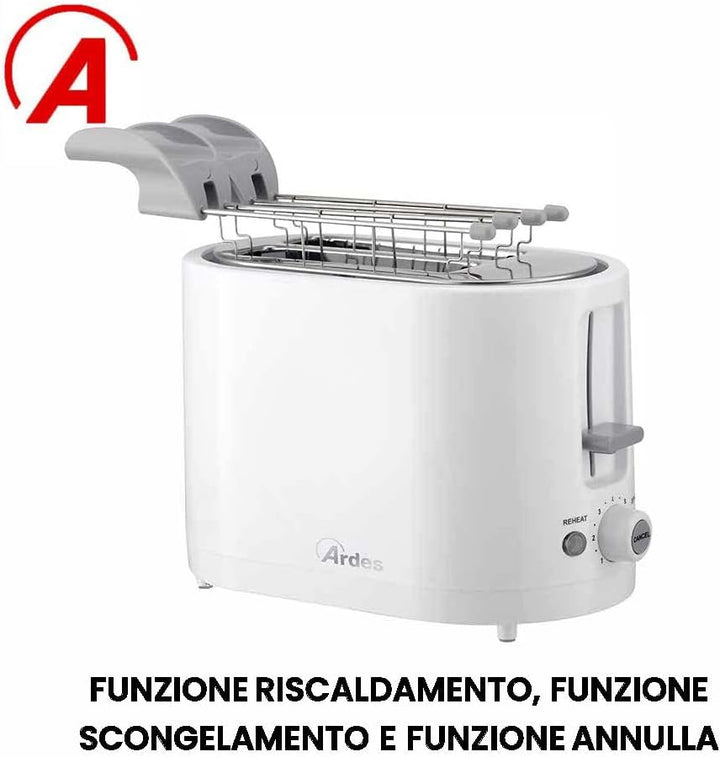 ARDES - ARTOAST01 TOSTO SLEEK PLUS Toaster mit Toastzange für gefüllte Toasts - 2 Timer für 7 Toasts