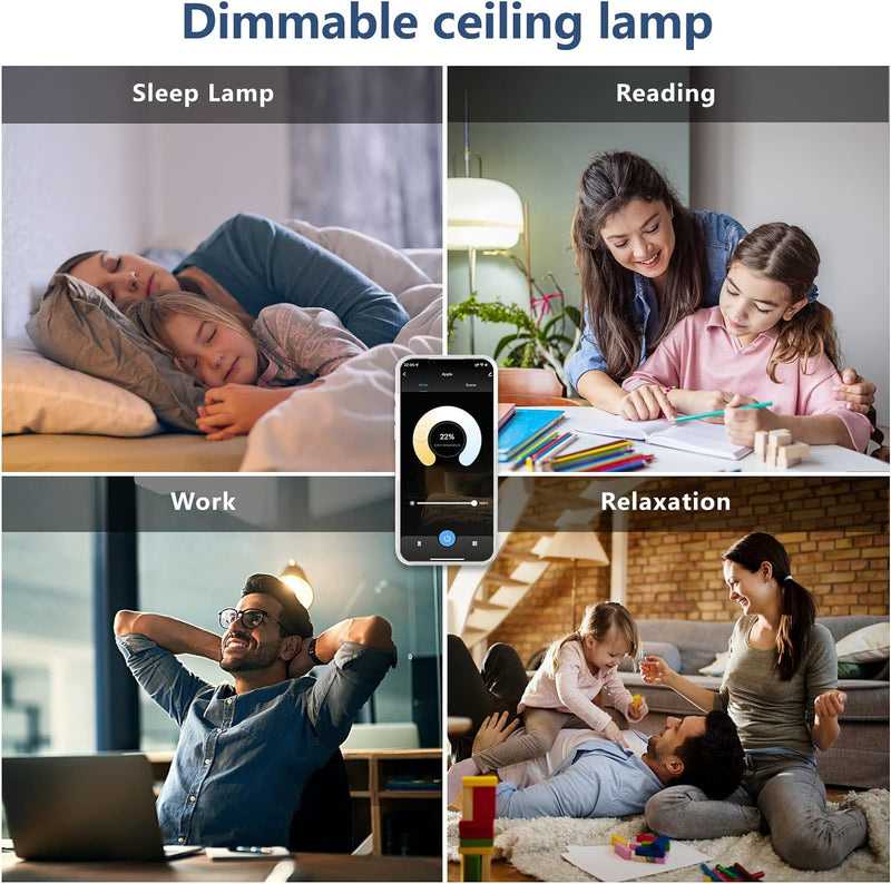 JDONG led Deckenlampe Dimmbar 24W Flach Rund Ø30CM Smart LED Deckenlampe Kompatibel mit Alexa und Go