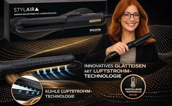 Rotschopf24 Efalock Stylair CLASSIC Glätteisen, Haarglätter 2in1 + Wellen/Locken. Hairstyler. 42W. 1