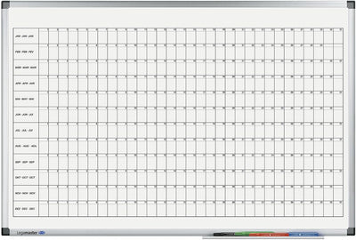 Legamaster 7-411000 Premium Jahresplaner, UV-gehärtetes Whiteboard, horizontale Jahresübersicht, 90