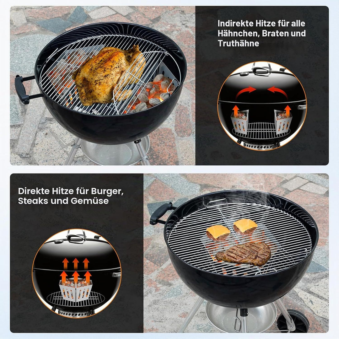onlyfire Holzkohlekorb Edelstahl, Kohlekorb Grill Gross für Weber 57/67cm Kugelgrills, Hochwertige C