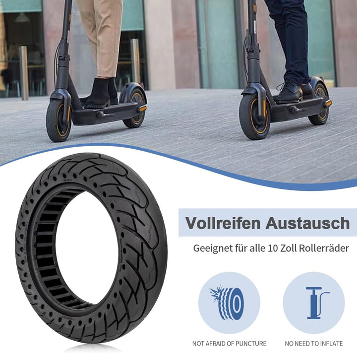 Prodrocam 10 x 2,5 Vollgummireifen 60/70-6,5 Solide Reifen für Segway Ninebot Max G30 Elektroroller