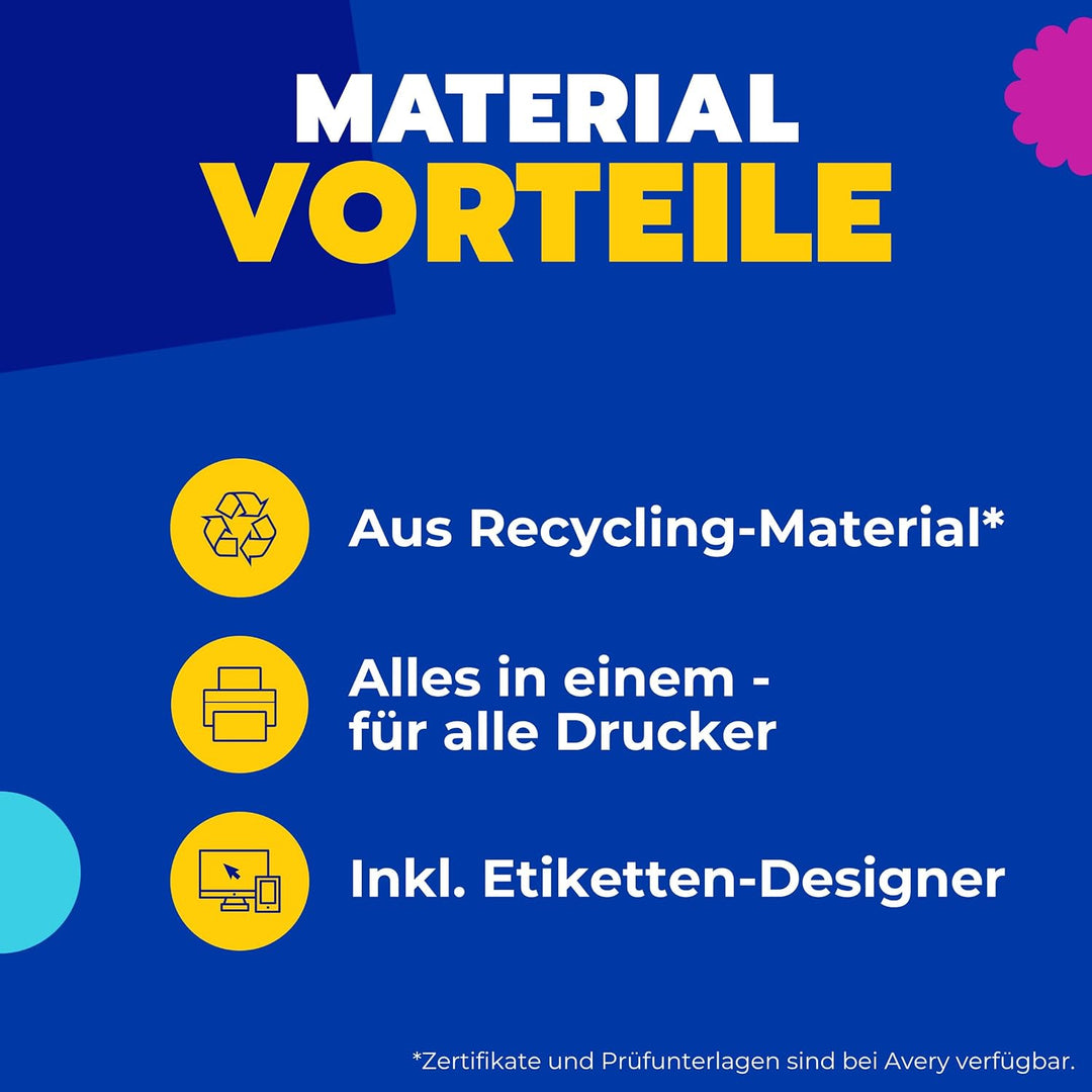 AVERY Zweckform LR7165-100 Recycling Etiketten (800 Versandetiketten, 99,1x67,7mm auf A4, 100% recyc