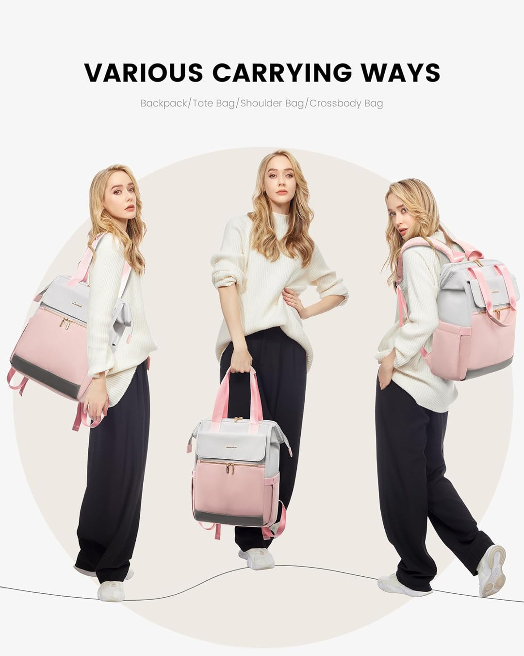 LOVEVOOK Laptop Schulrucksack Teenager, Damen Rucksack Modern, Schultasche Backpack Women Elegant Ta