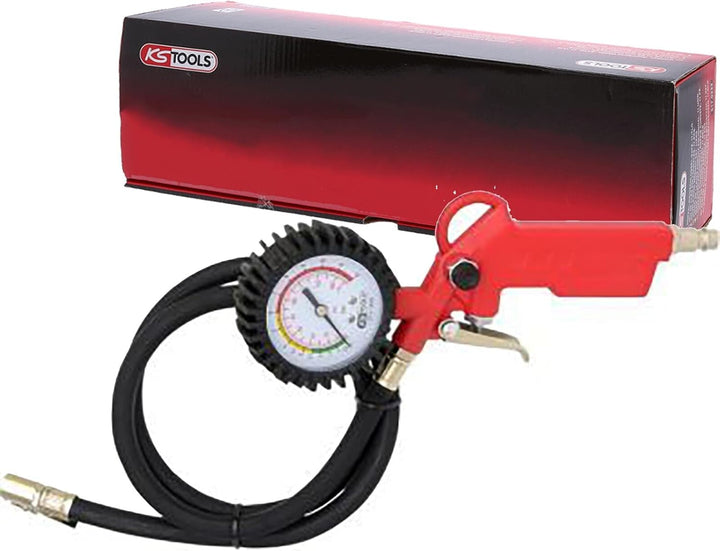 KS Tools Reifendruckprüfer 515.1920 0-12 Bar I Druckluft-Reifendruckfüller für Einhandbedienung I Mi