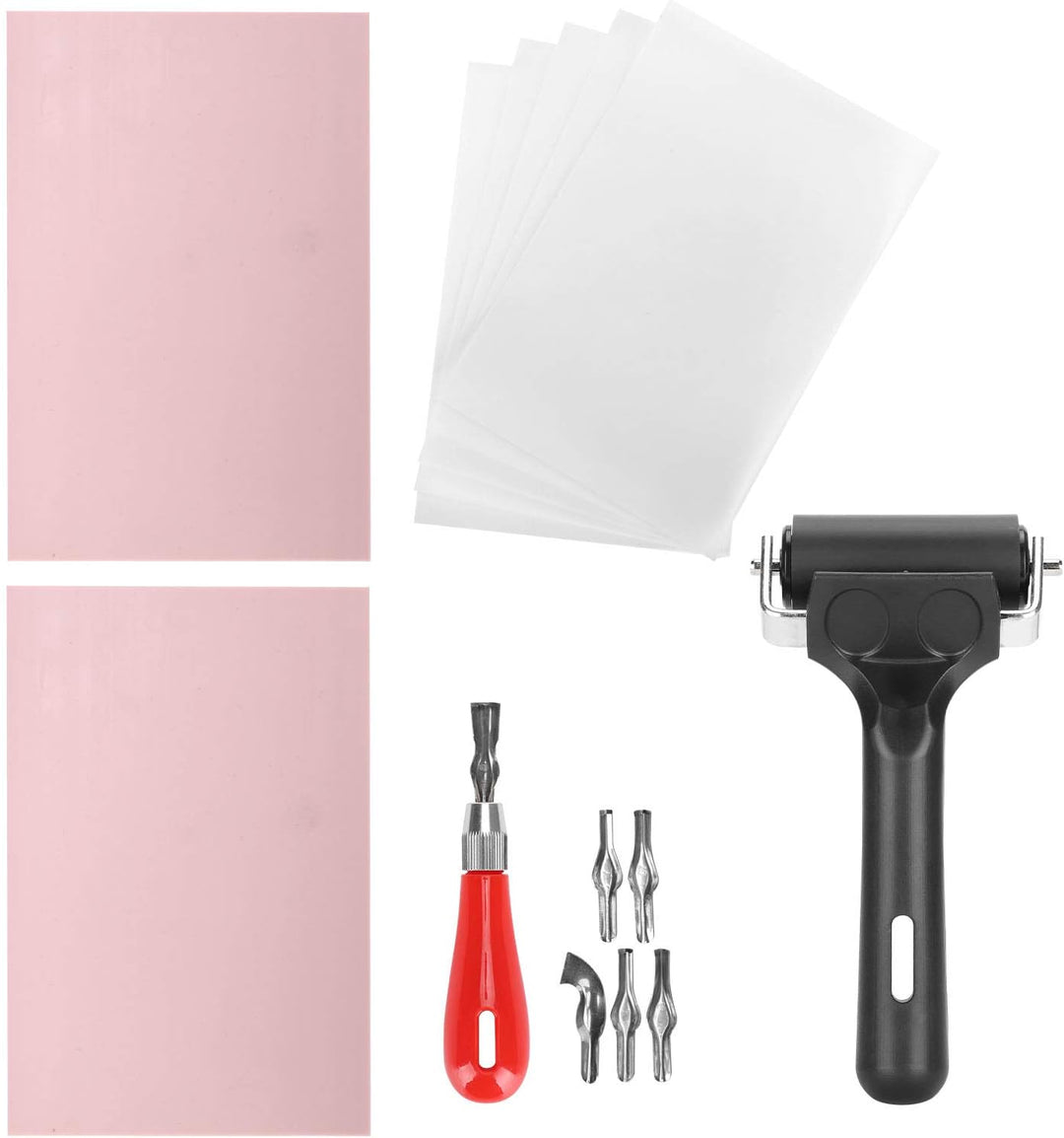 Stempel Herstellung Kit mit Stempel Block Gummi Brayer Roller Gummi und Holz Carving Schneiden Werkz