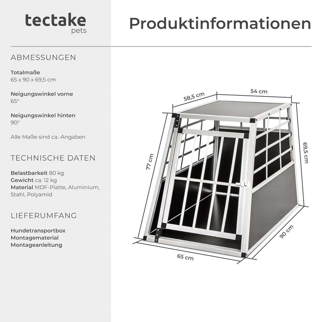 tectake® Hundebox Auto oder Hundebox für Zuhause, Aluminium Hundetransportbox, leicht und stabil, Au