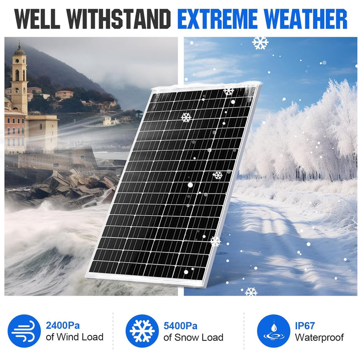 ECO-WORTHY Monokristallines Solarmodul, 170W Solarpanel 12V Ideal zum Laden von 12V Batterien für Wo