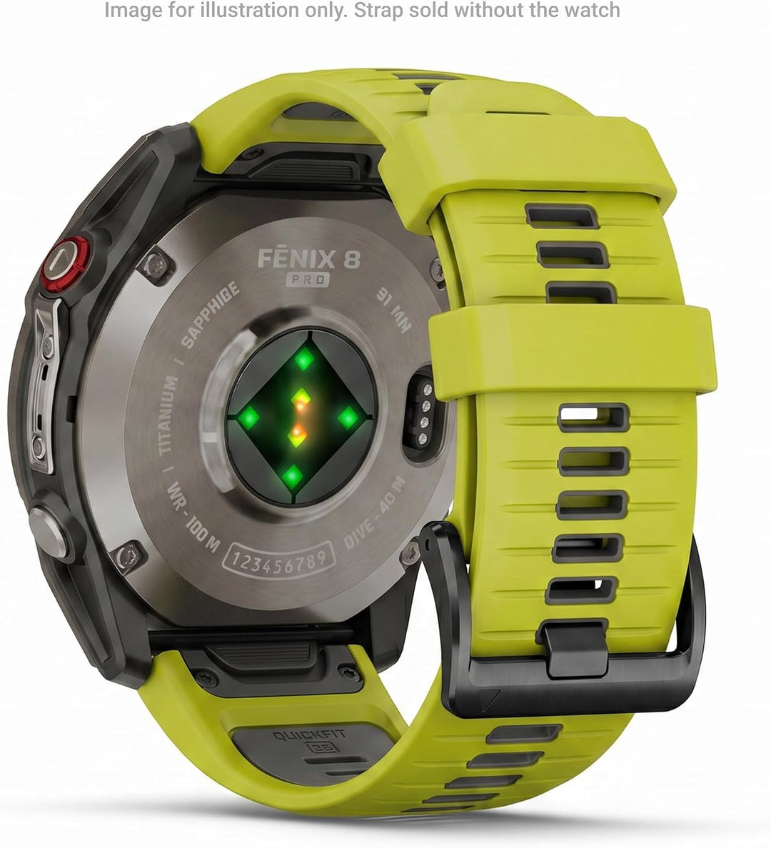 Garmin Unisex – Erwachsene QUICKFIT-Armband, Electric Lime/Graphit, 26mm