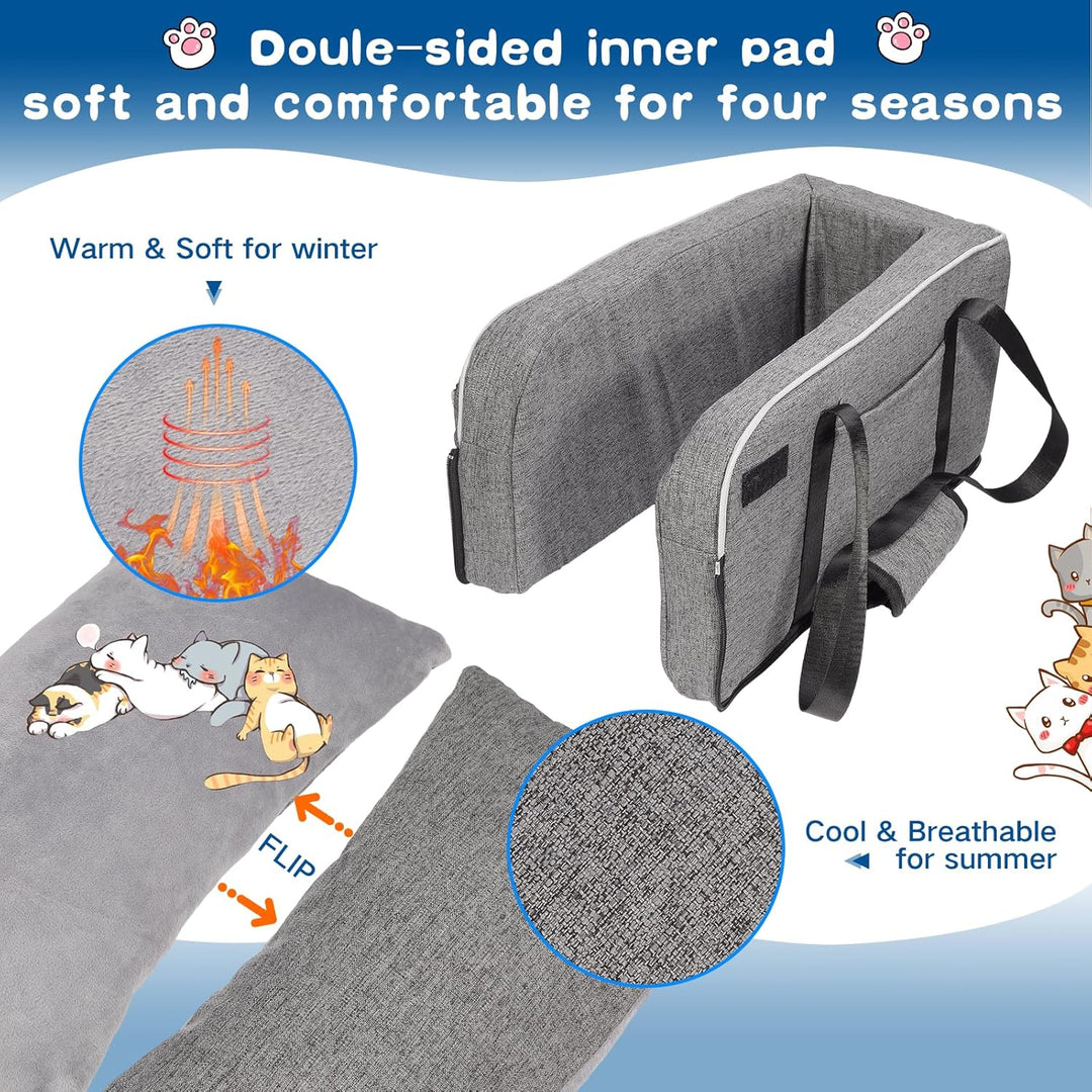 Hundeautositz für kleine Hunde bis 5.4kg | Universal Mittelkonsole Auto-Sitz | Abnehmbar waschbar |