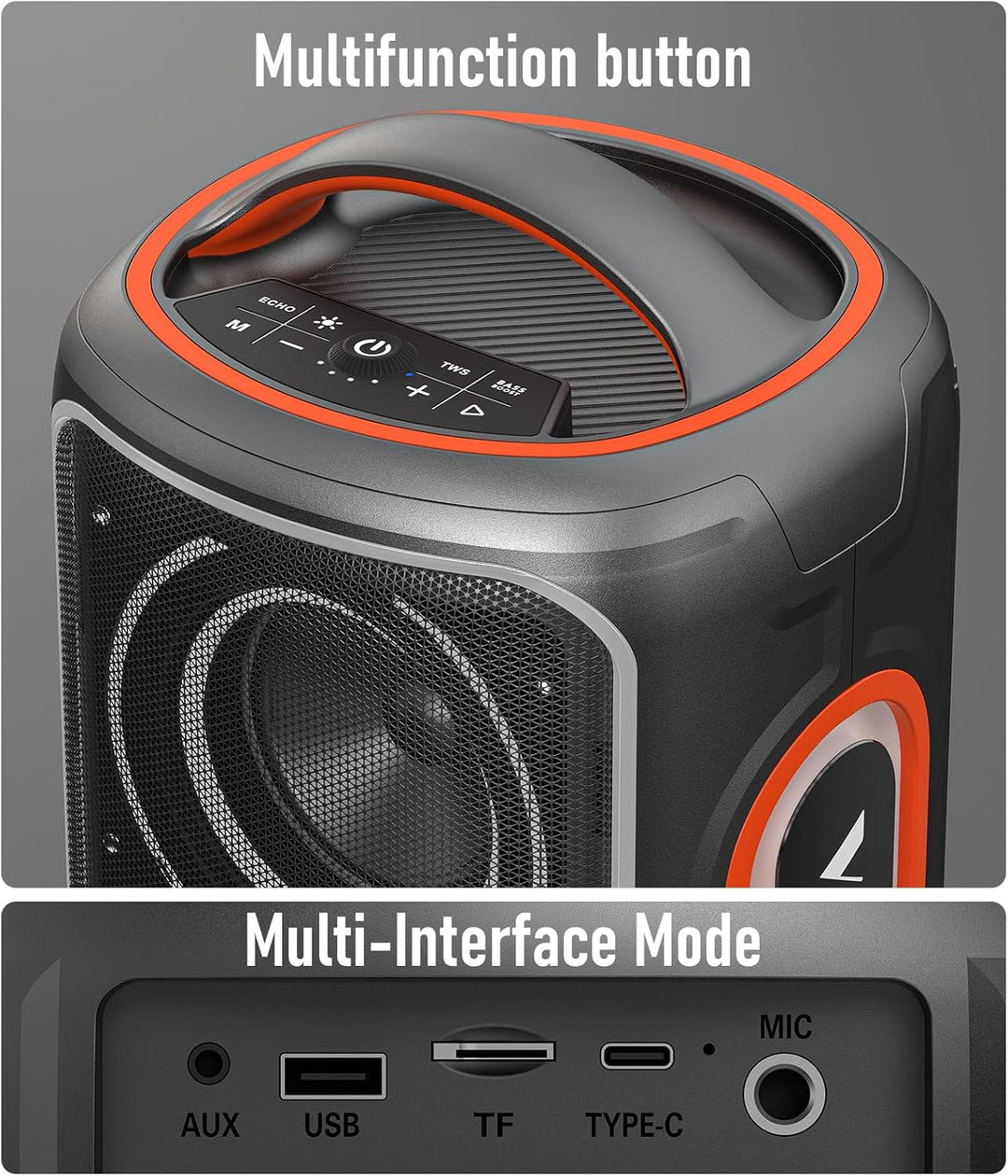 Bluetooth Lautsprecher Gross Party 200 watt, Tragbare Musikbox Bluetooth Subwoofer/LED-Lichtshow/IP6