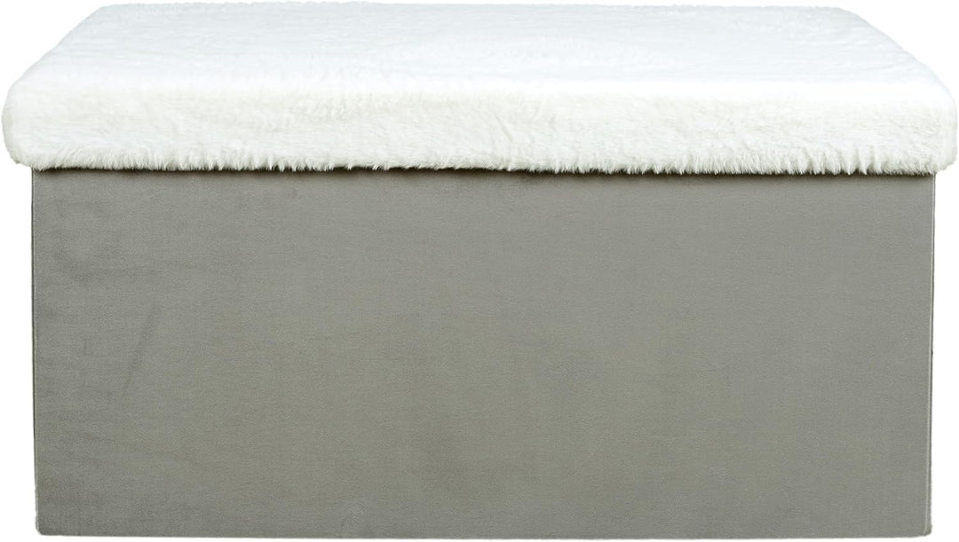 The Home Deco Factory Sitzbank, Wood, Hellgrau/Weiss, 77 x 38 x 38 cm Hellgrau/Weiss 77 x 38 x 38 cm